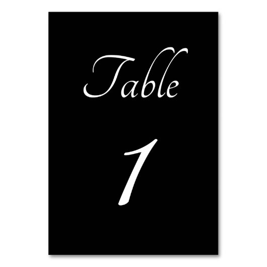Minimalistisch: Schwarze und kursive Tischnummer (Rückseite)