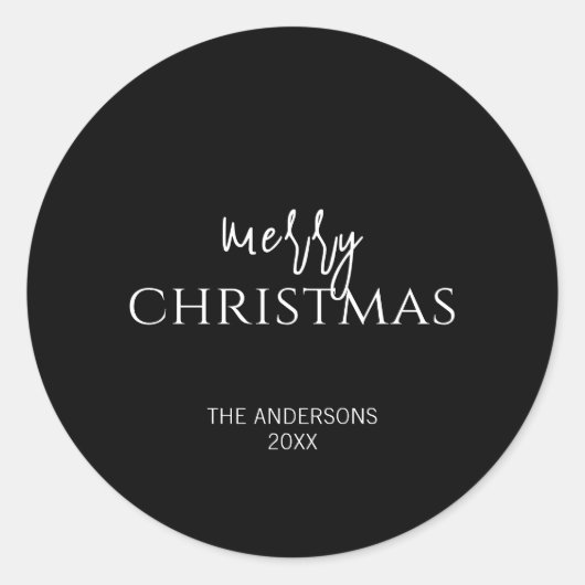 Minimalistisch Schwarzer Heiligabend Runder Aufkleber (Vorderseite)
