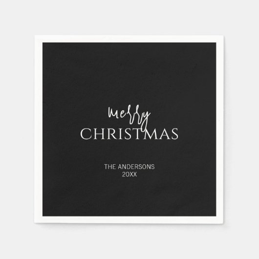 Minimalistisch Schwarzer Heiligabend Serviette (Vorderseite)