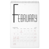 Minimalistisch Schwarzweiß Kalender (Feb 2027)