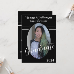 Minimalistisch Schwarzweiß-Weiß-Abschluss mit zwei Einladung