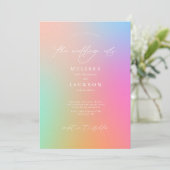 Minimalistisch Scripted Bright Ombre Rainbow Weddi Einladung (Stehend Vorderseite)