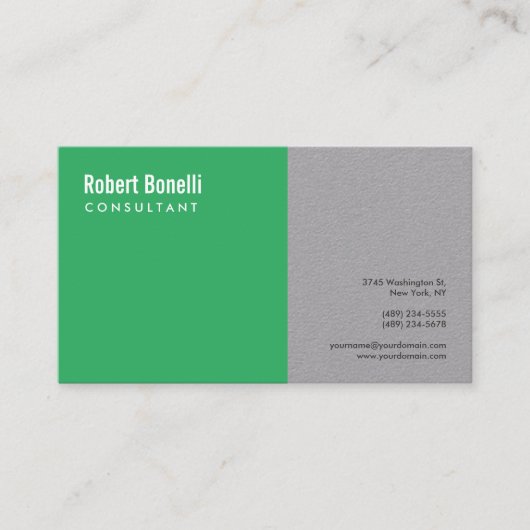 Minimalistisch Sea Green Gray Moderne Custom Visitenkarte (Vorderseite)