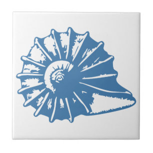 Minimalistisch Seashell Line Art Blue Kontur Coast Fliese