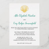 Minimalistisch Seashell Wedding Folieneinladung (Vorderseite)