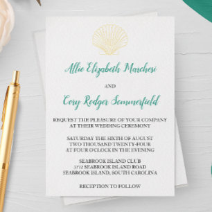 Minimalistisch Seashell Wedding Folieneinladung