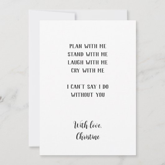 Minimalistisch sein, mein Vorschlag für einen Mädc Einladung (Rückseite)