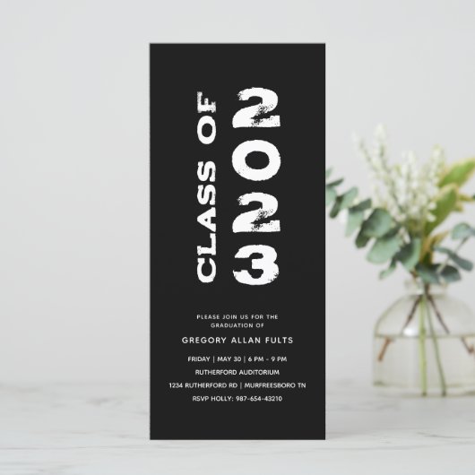 Minimalistisch Senior Abschluss 2023 Schwarz-weiß (Stehend Vorderseite)