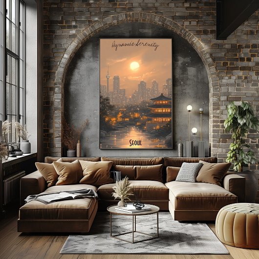 Minimalistisch Seoul Skyline - Kunst in Korea Poster