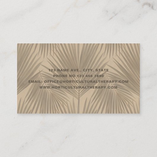 Minimalistisch Serene Elegant Palm Leaf Gartenbau Visitenkarte (Rückseite)