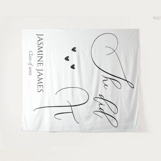 Minimalistisch Sie machte es Abschlussfeier Hinter Wandteppich (Vorderseite (Horizontal))