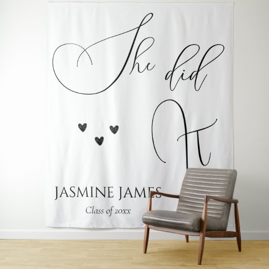 Minimalistisch Sie machte es Abschlussfeier Hinter Wandteppich (Beispiel)