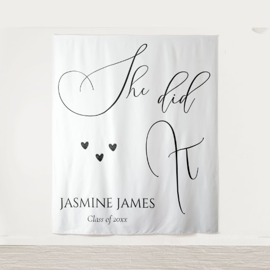 Minimalistisch Sie machte es Abschlussfeier Hinter Wandteppich (Vorderseite)