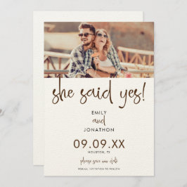 Minimalistisch Sie sagte Ja Foto Script Save The Date
