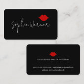 Minimalistisch Signature Beauty Red Lips Black Visitenkarte (Vorne/Hinten)
