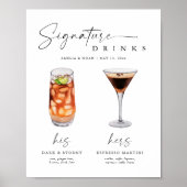 Minimalistisch Signature Drinks Hochzeitsskripte B Poster (Vorne)