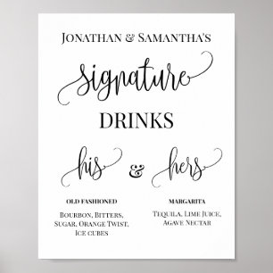Minimalistisch Signature Drinks Paare Hochzeitszei Poster
