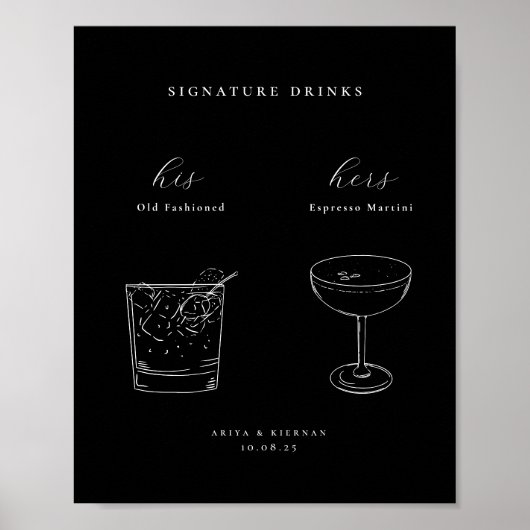 Minimalistisch Signature Drinks Poster (Vorne)