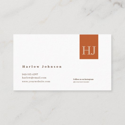 Minimalistisch Signature Earth Tones & Terracotta Visitenkarte (Rückseite)