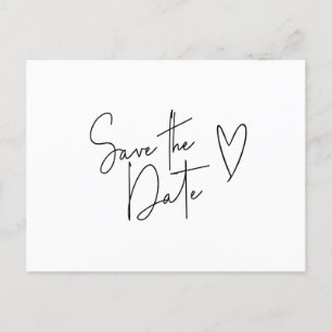 Minimalistisch Signature Schriftart Herz Save the  Ankündigungspostkarte