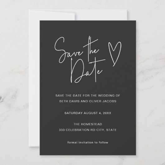 Minimalistisch Signature Schriftart Save the Date (Vorderseite)