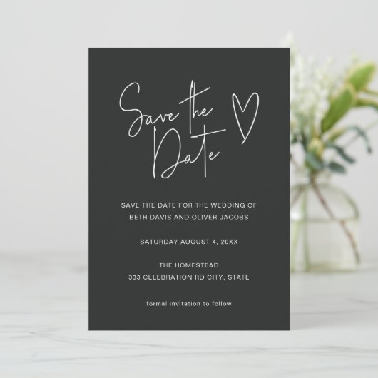 Minimalistisch Signature Schriftart Save the Date (Stehend Vorderseite)