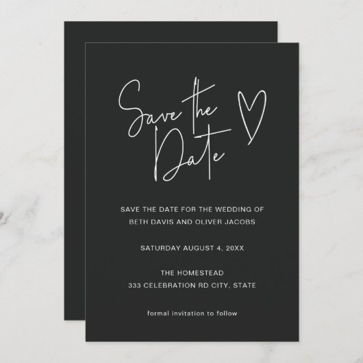 Minimalistisch Signature Schriftart Save the Date (Vorne/Hinten)