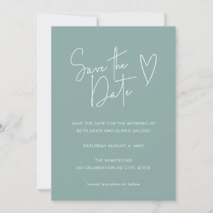 Minimalistisch Signature-Schriftart-Seite Grün Save The Date