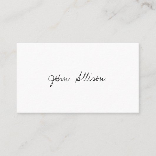 Minimalistisch Signature Script Modern Simple Whit Visitenkarte (Vorderseite)