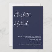 Minimalistisch Signature Script Navy Blue Wedding Einladung (Vorderseite)
