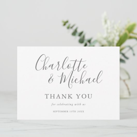 Minimalistisch Signature Script Wedding Vielen Dan Dankeskarte (Stehend Vorderseite)