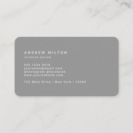 Minimalistisch Silber Beruflich Monogramm Visitenkarte (Rückseite)