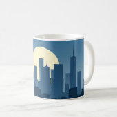 Minimalistisch Sillhouette Skycraper Soft Gold Blu Kaffeetasse (VorderseiteRechts)