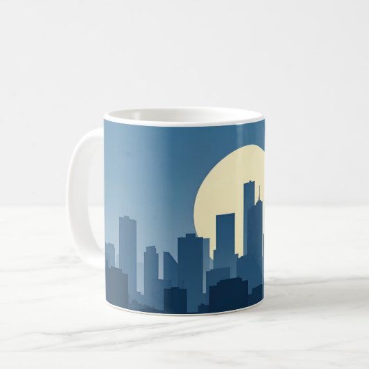 Minimalistisch Sillhouette Skycraper Soft Gold Blu Kaffeetasse (Vorderseite Links)