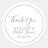 Minimalistisch Silver Danke Ihnen Brautparty Gefal Runder Aufkleber (Vorderseite)