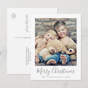 Minimalistisch Silver Frohe Weihnachts-Portrait Fo Feiertagspostkarte