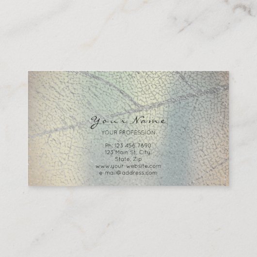 Minimalistisch Silver Gray Leaf Mutter Pearl Blue Visitenkarte (Rückseite)