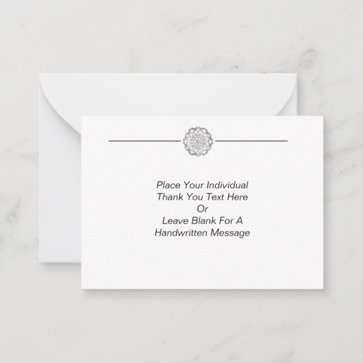 Minimalistisch Silver Mandala Vielen Dank Mitteilungskarte (Rückseite)