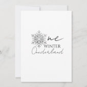 Minimalistisch Silver Winter ONEderland 1. Geburts Einladung (Rückseite)