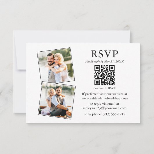 Minimalistisch Simple 2 Foto Wedding QR UAWG Karte (Vorderseite)