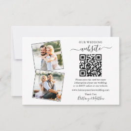 Minimalistisch Simple 2 Foto Wedding Website QR Karte