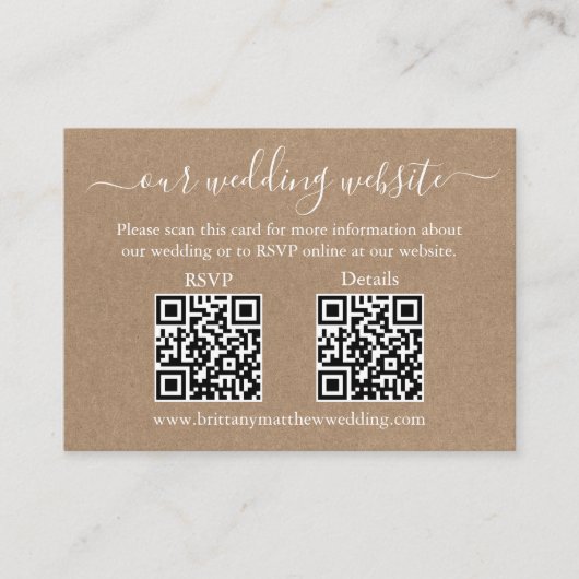 Minimalistisch Simple 2 QR Wedding RSVP Details Kr Begleitkarte (Vorderseite)