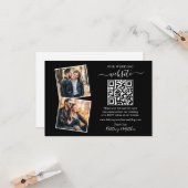 Minimalistisch Simple Black 2 Foto Wedding Website Karte (Vorderseite/Rückseite Beispiel)