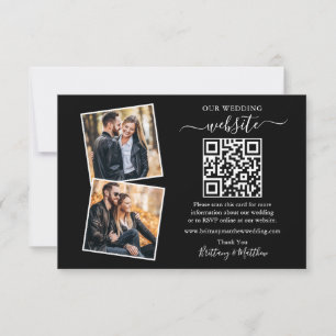 Minimalistisch Simple Black 2 Foto Wedding Website Karte