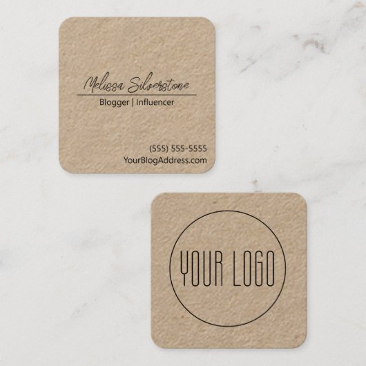 Minimalistisch Simple Blogger Influencer Quadratische Visitenkarte (Vorne/Hinten)