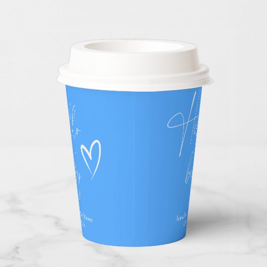 Minimalistisch Simple Blue Hello Baby Pappbecher (Rechts)