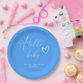 Minimalistisch Simple Blue Hello Baby Pappteller (Party)