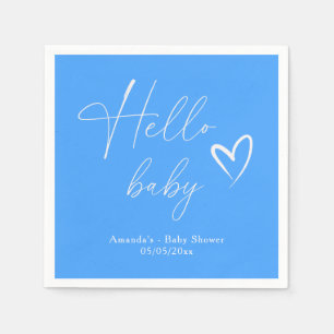 Minimalistisch Simple Blue Hello Baby Serviette