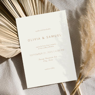 Minimalistisch Simple Chic Ivory Tan Wedding Einladung