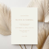 Minimalistisch Simple Chic Ivory Tan Wedding Einladung